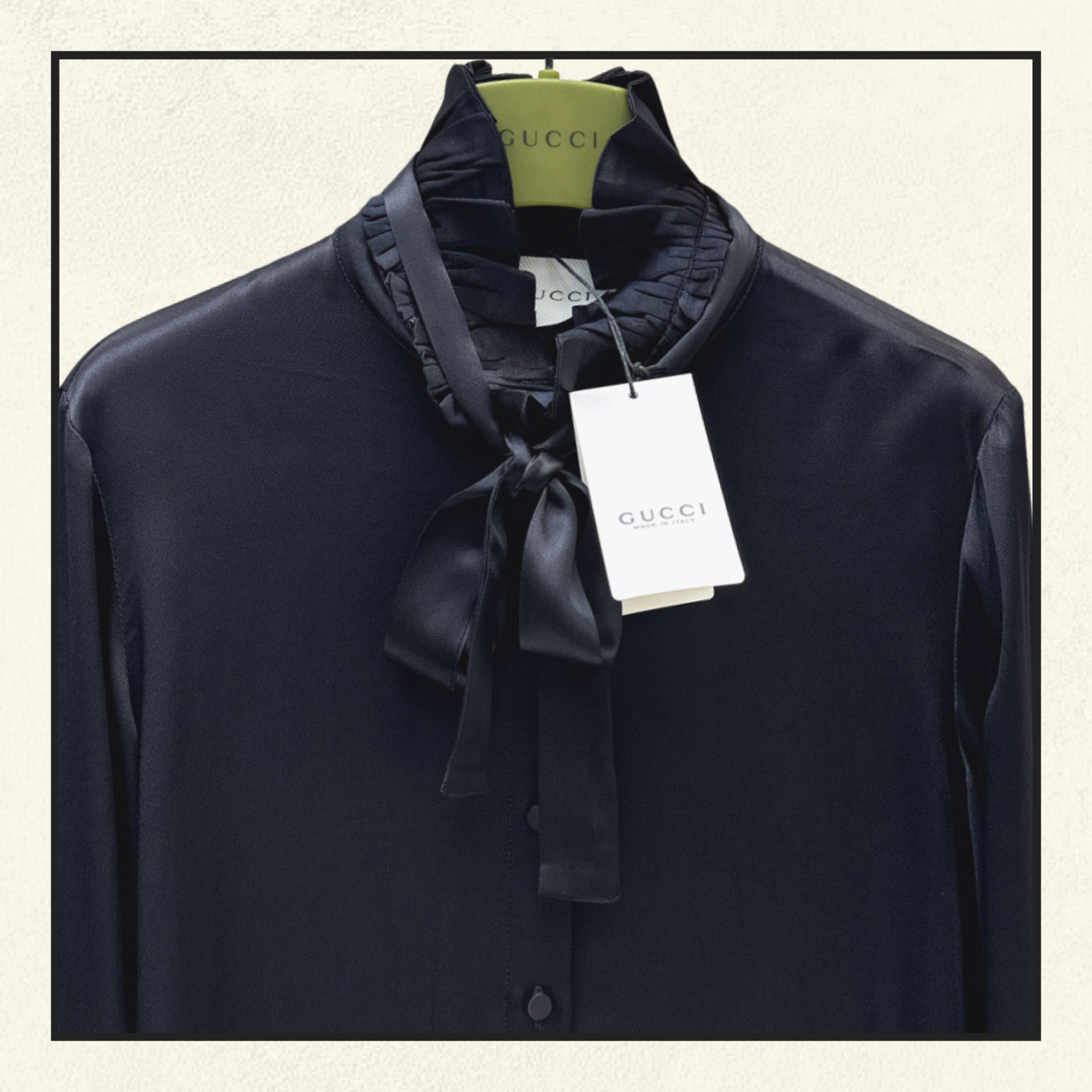 PUSSY BOW RUFFLED SILK BLOUSE