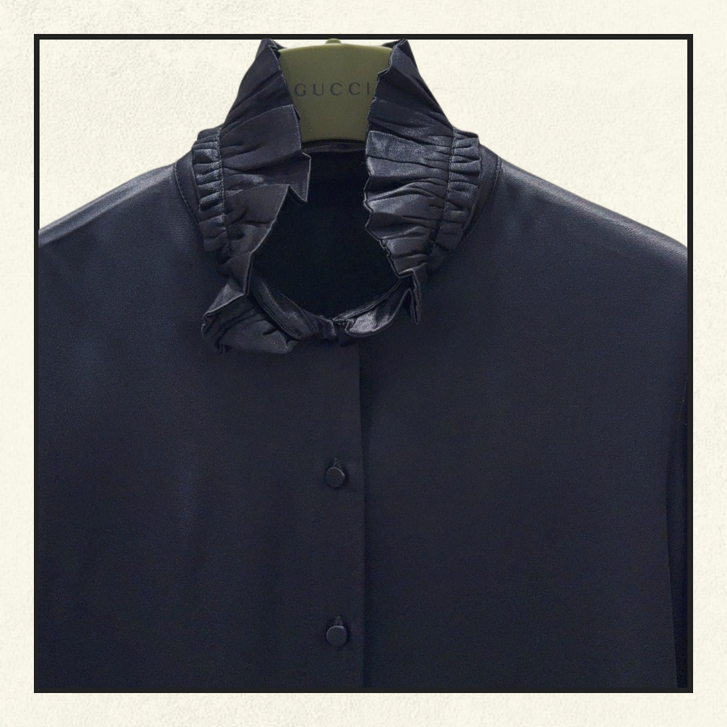PUSSY BOW RUFFLED SILK BLOUSE