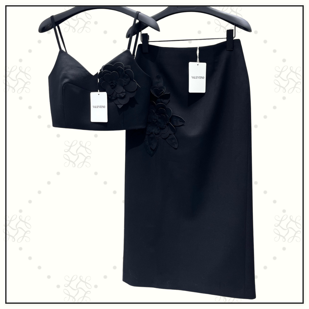 FLORAL APPLIQUÉ CROP TOP & SKIRT