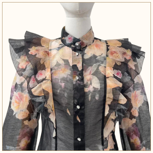 CRUSH LINEN SILK BLOUSE & SKIRT