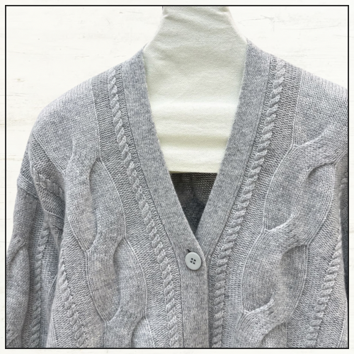 CABLE KNIT WOOL & CASHMERE CARDIGAN