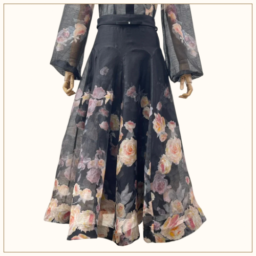 CRUSH LINEN SILK BLOUSE & SKIRT