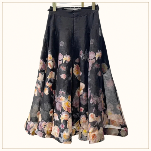 CRUSH LINEN SILK BLOUSE & SKIRT