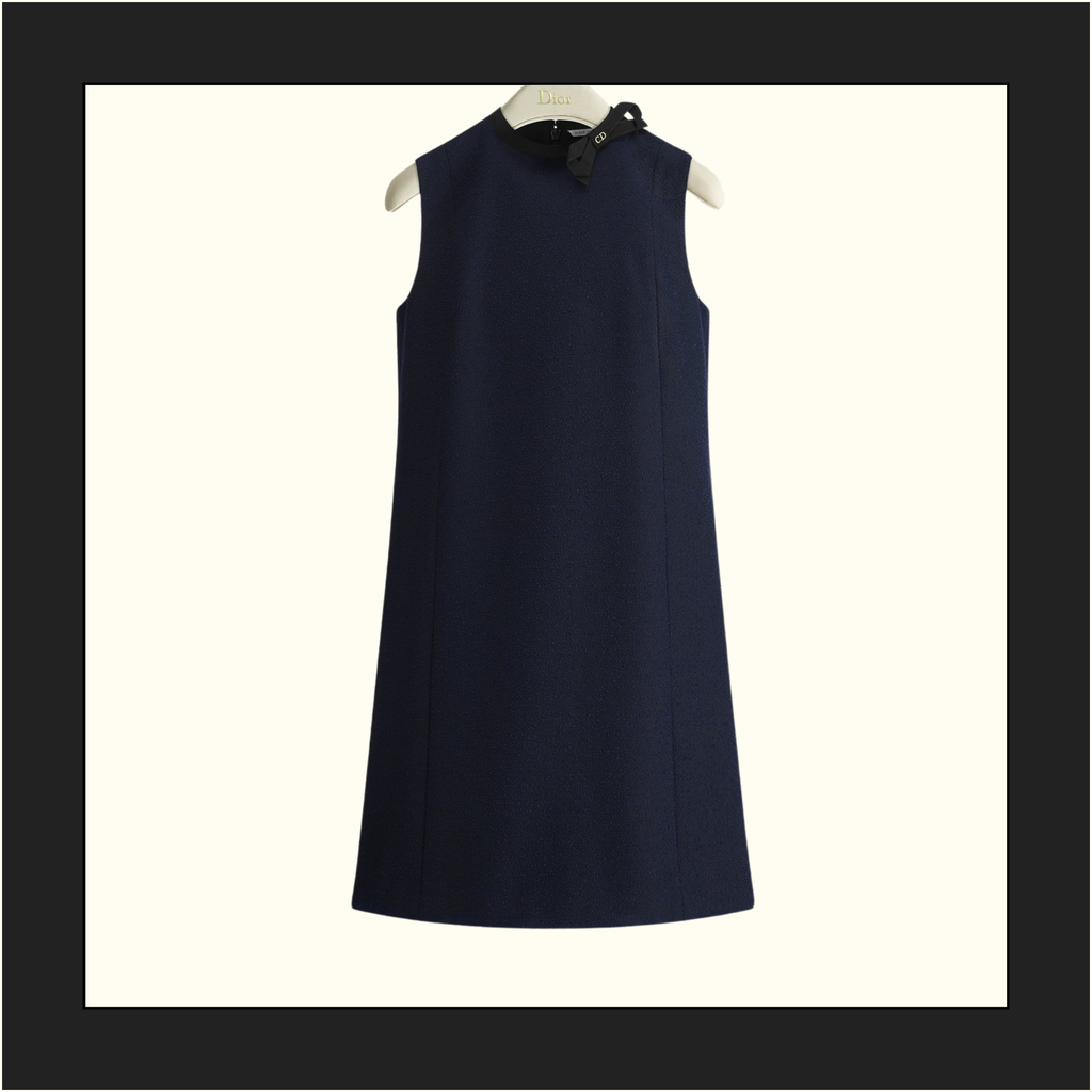 VIRGIN WOOL & COTTON BLEND STRAIGHT DRESS