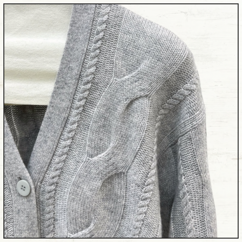 CABLE KNIT WOOL & CASHMERE CARDIGAN