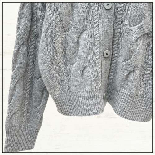 CABLE KNIT WOOL & CASHMERE CARDIGAN
