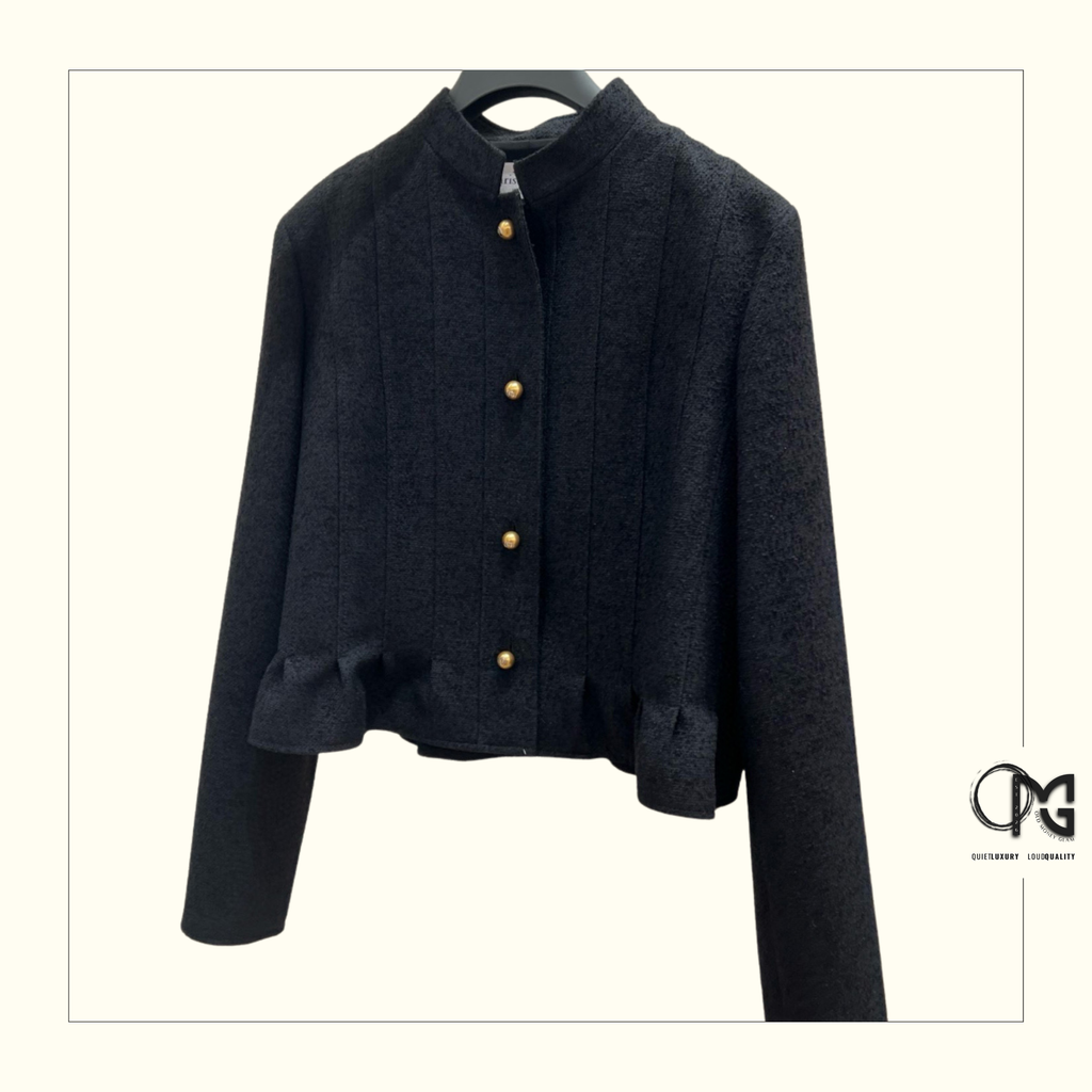 WOOL COTTON BLEND PEPLUM JACKET
