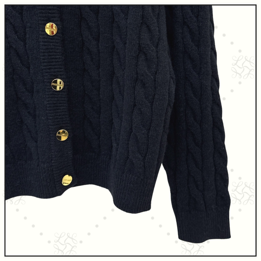 VIRGIN WOOL CABLE KNIT CARDIGAN