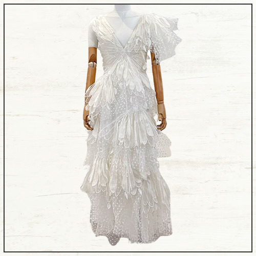 RHYTHMIC TIERED LINEN & SILK GOWN