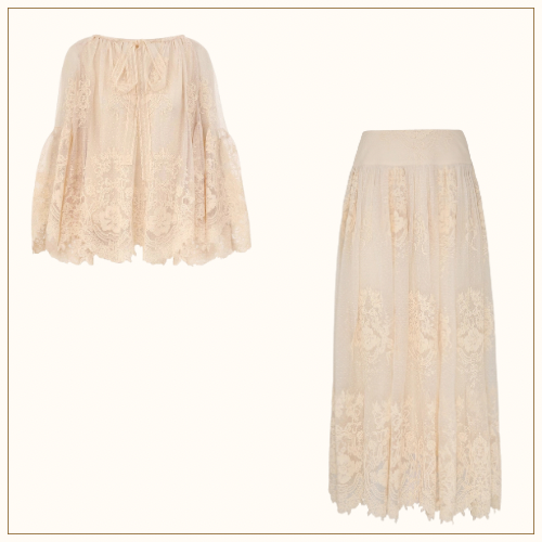 HYPNOTIC TIERED LACE BLOUSE & SKIRT