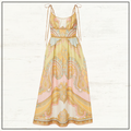 MAXINE PICNIC PAISLEY LINEN MIDI DRESS