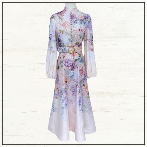 DAWNING PUFF SLEEVE MIDI DRESS