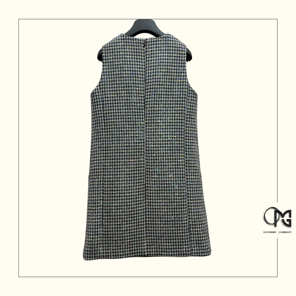 VIRGIN WOOL & COTTON BLEND STRAIGHT DRESS