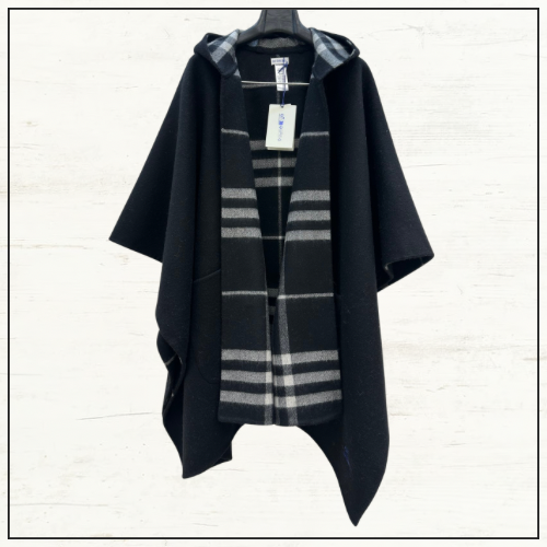 REVERSIBLE CHECK CASHMERE CAPE