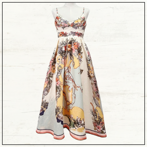TALLOW FLORAL LINEN MIDI DRESS