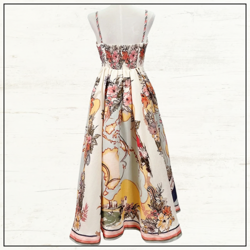 TALLOW FLORAL LINEN MIDI DRESS