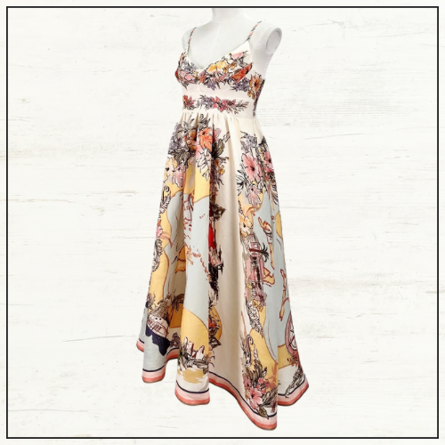 TALLOW FLORAL LINEN MIDI DRESS