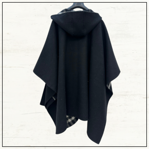 REVERSIBLE CHECK CASHMERE CAPE