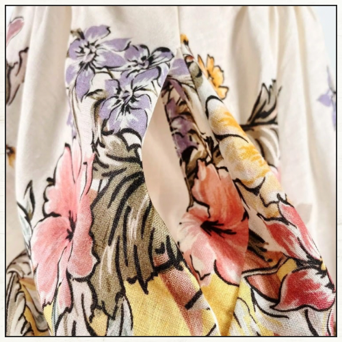 TALLOW FLORAL LINEN MIDI DRESS