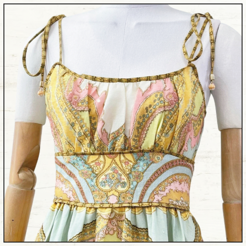 MAXINE PICNIC PAISLEY LINEN MIDI DRESS