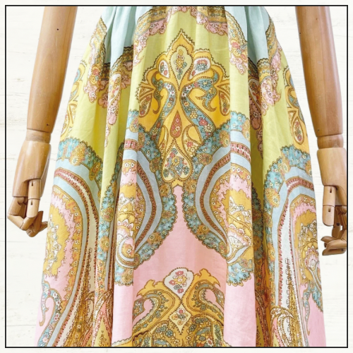 MAXINE PICNIC PAISLEY LINEN MIDI DRESS