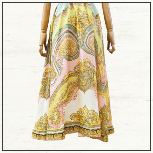 MAXINE PICNIC PAISLEY LINEN MIDI DRESS