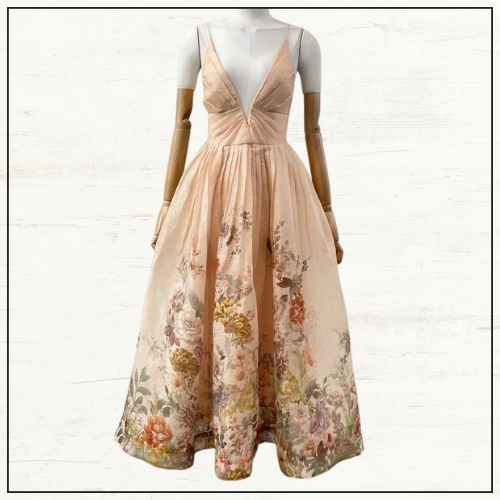 PAVILION V NECK MIDI DRESS