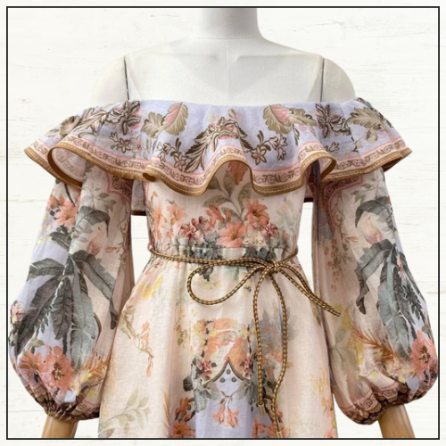 WYLIE OFF SHOULDER MIDI DRESS