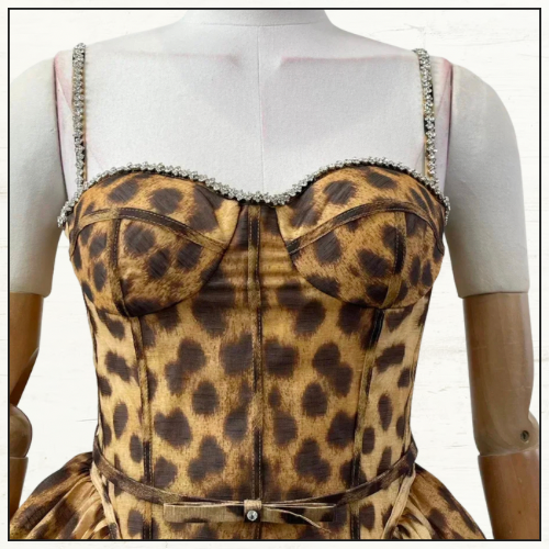 CRUSH LEOPARD PRINT MIDI DRESS