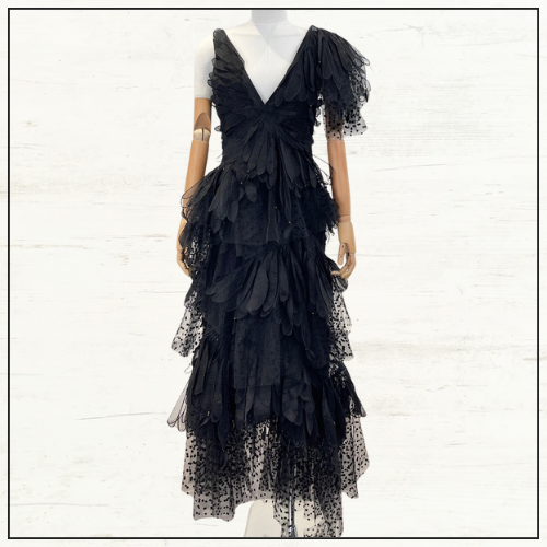 RHYTHMIC TIERED LINEN & SILK GOWN