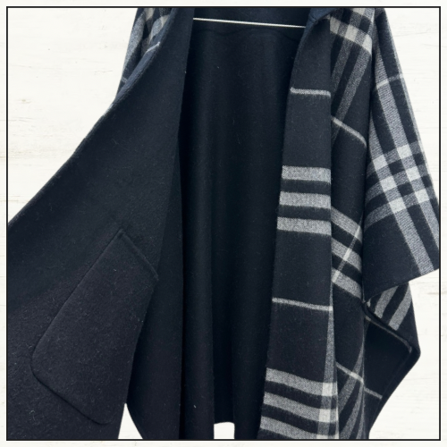 REVERSIBLE CHECK CASHMERE CAPE