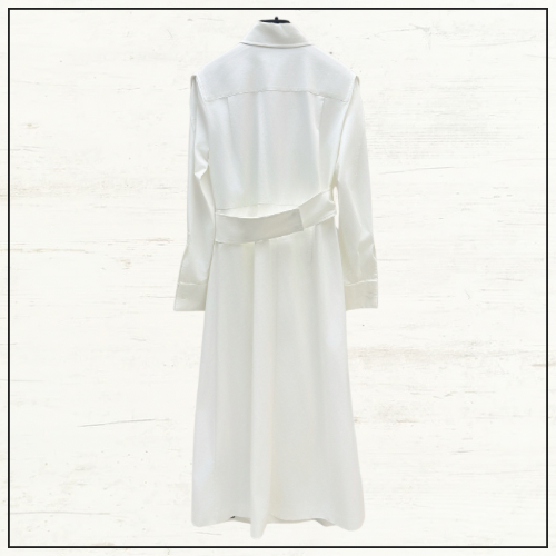 COTTON POPLIN MIDI WRAP SHIRT DRESS