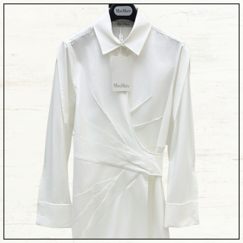COTTON POPLIN MIDI WRAP SHIRT DRESS