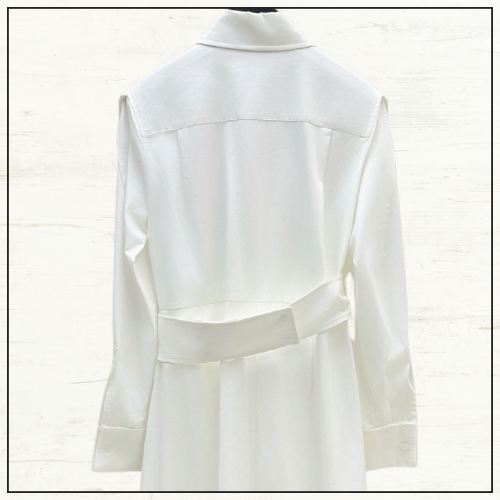 COTTON POPLIN MIDI WRAP SHIRT DRESS