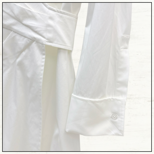 COTTON POPLIN MIDI WRAP SHIRT DRESS