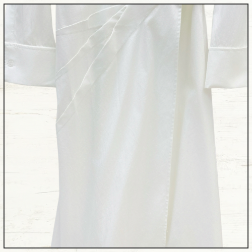 COTTON POPLIN MIDI WRAP SHIRT DRESS