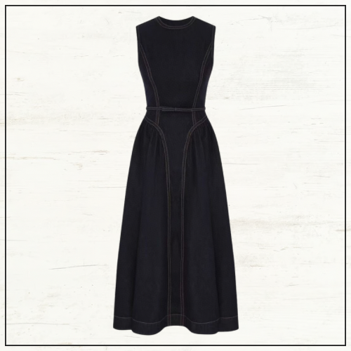 DENIM PANELLED MIDI DRESS