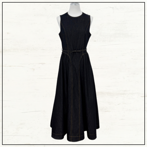 DENIM PANELLED MIDI DRESS