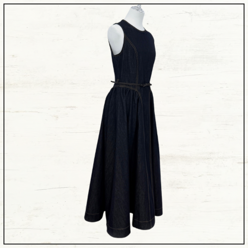 DENIM PANELLED MIDI DRESS