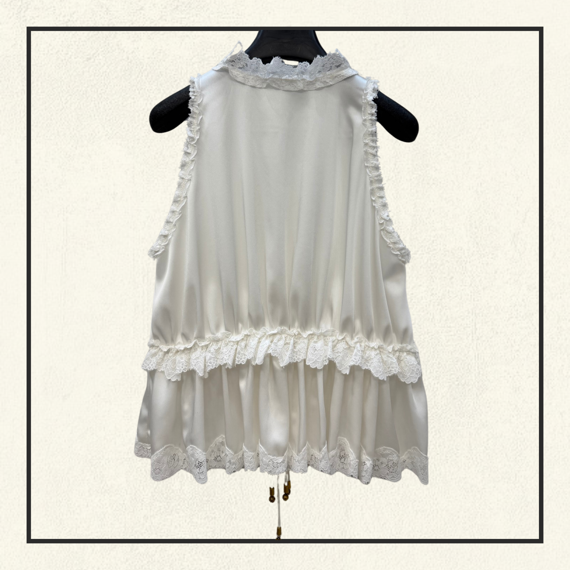TIE FRONT SLEEVELESS SILK SATIN TOP