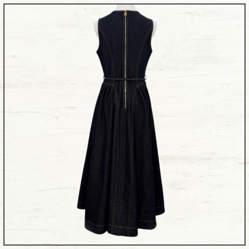 DENIM PANELLED MIDI DRESS