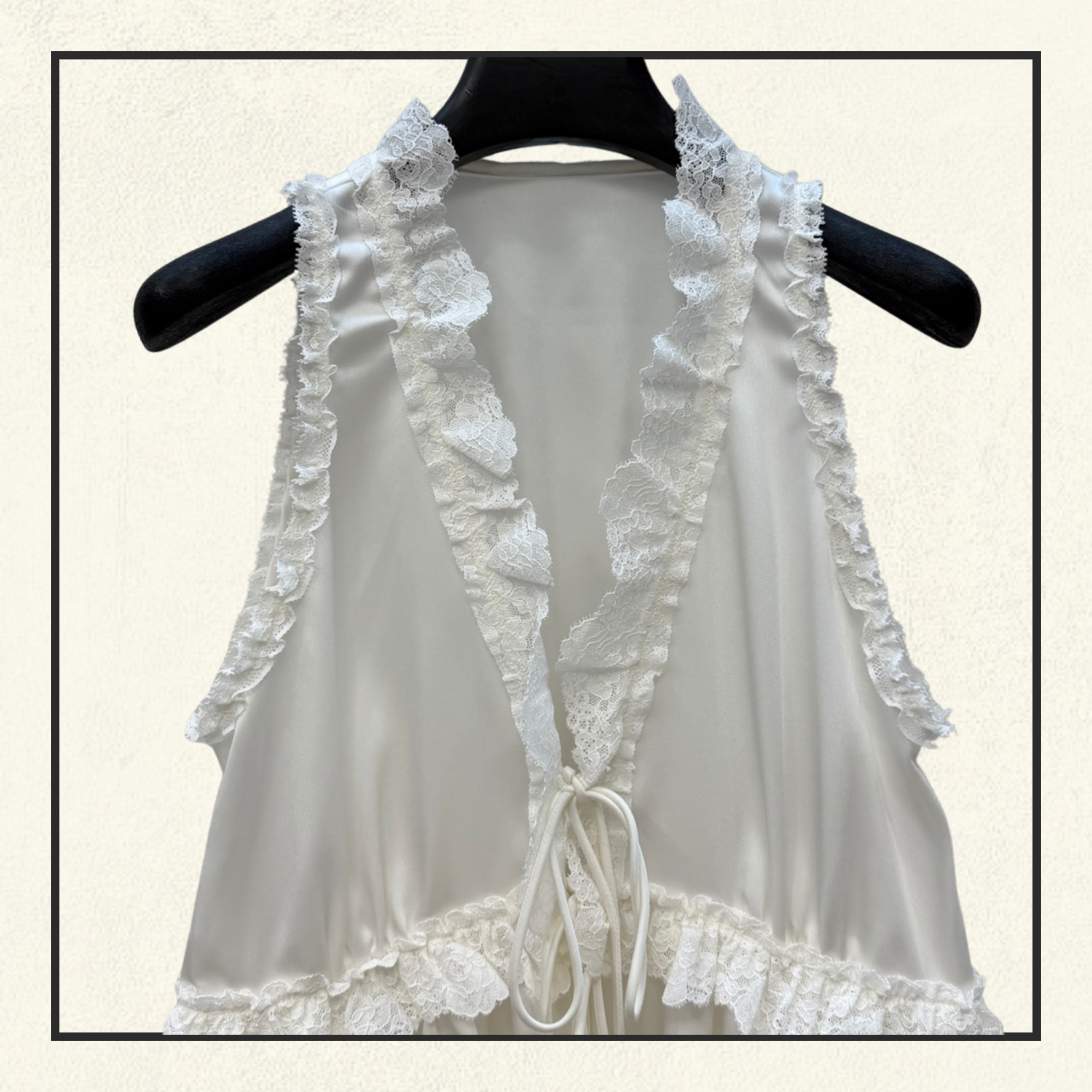 TIE FRONT SLEEVELESS SILK SATIN TOP