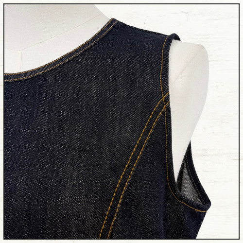 DENIM PANELLED MIDI DRESS
