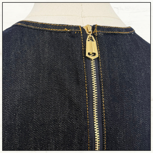 DENIM PANELLED MIDI DRESS