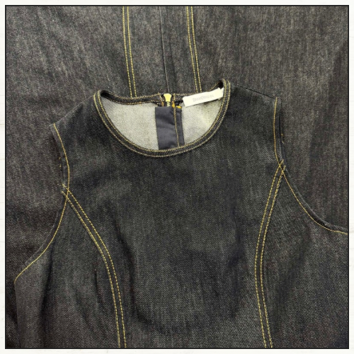 DENIM PANELLED MIDI DRESS