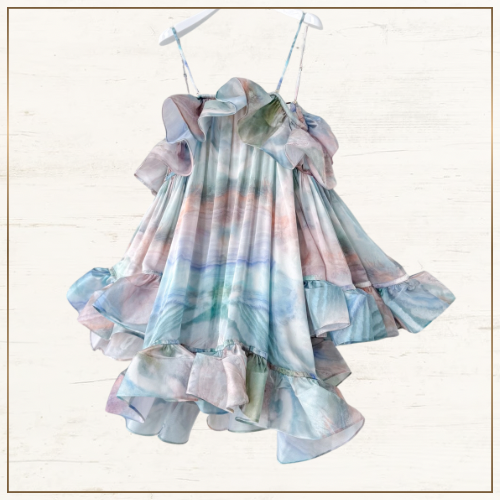 ILLUMINATE FLOUNCE SILK MINI DRESS