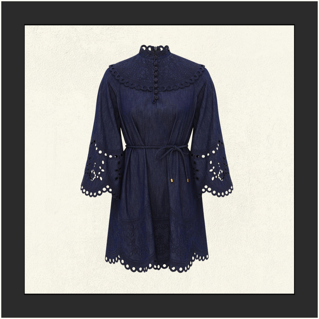 MAHON BRODERIE DENIM MINI
