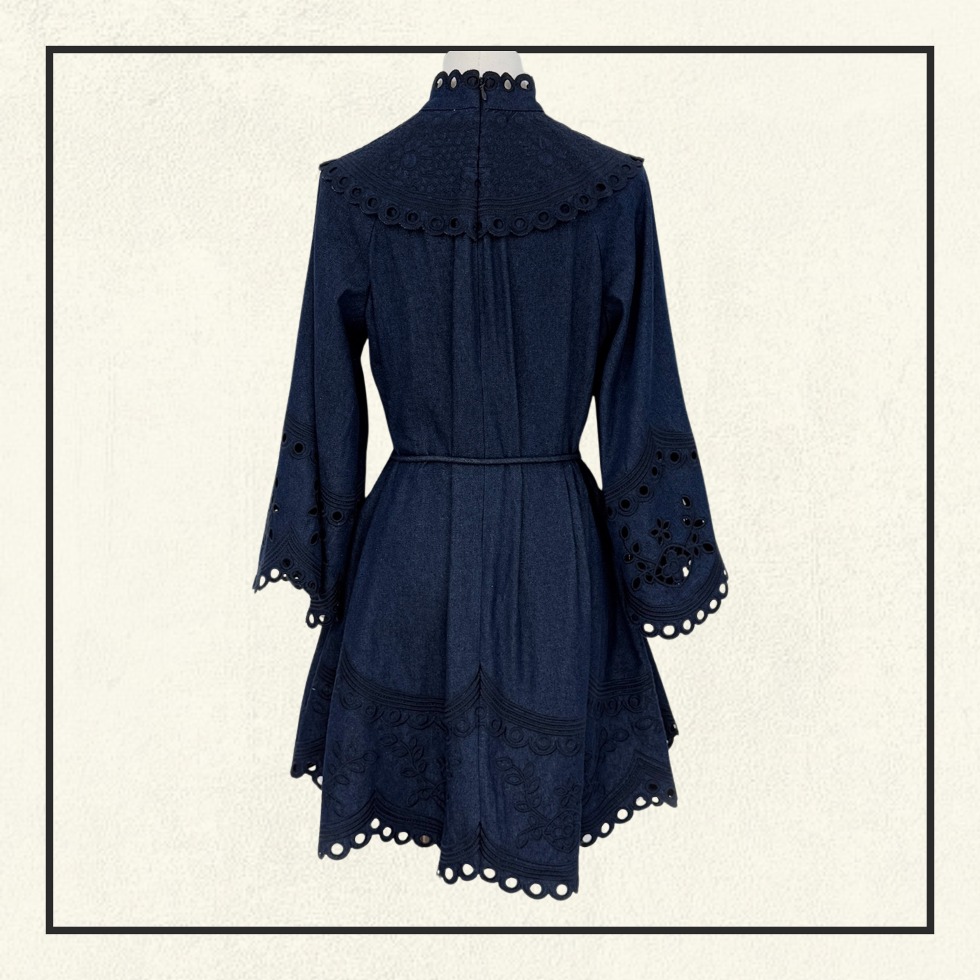 MAHON BRODERIE DENIM MINI