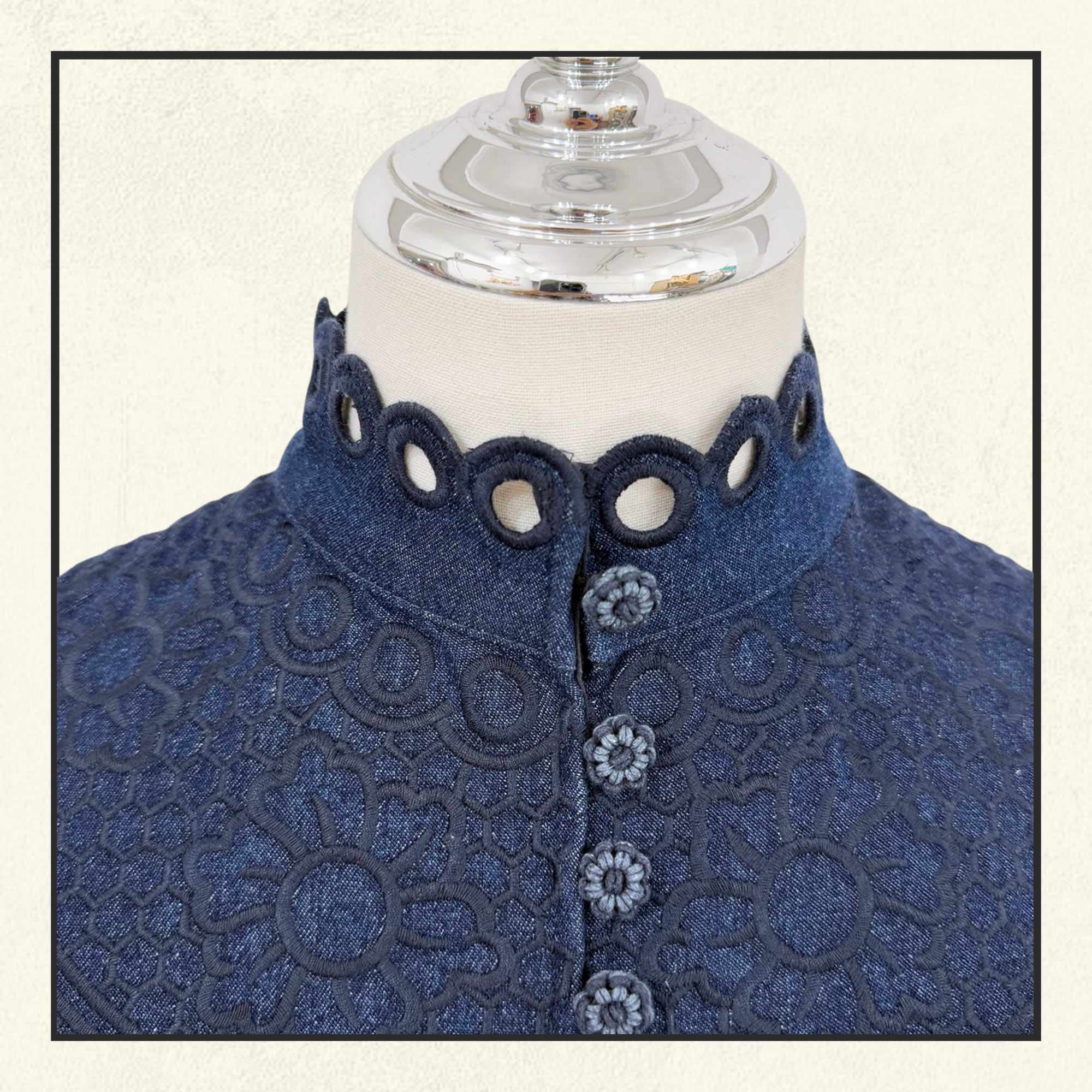 MAHON BRODERIE DENIM MINI