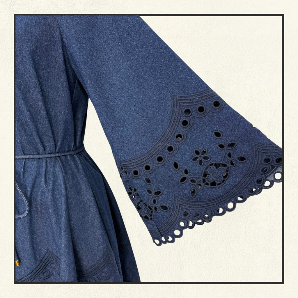 MAHON BRODERIE DENIM MINI